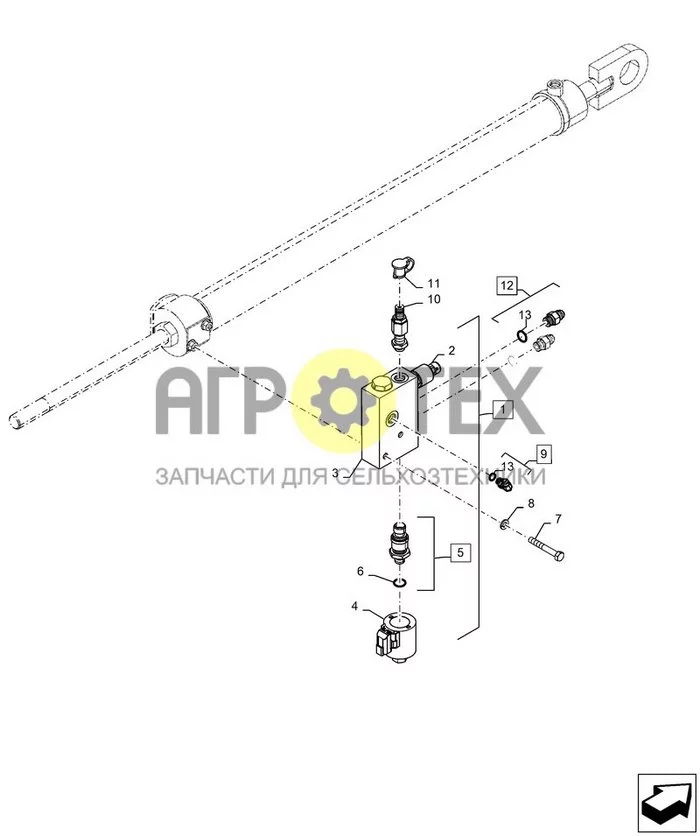 35.540.AB[010] - КЛАПАН ГИДРАВЛИЧ, BALE DENSITY ; (Var) 726815106, 726815116 ; (Tech Type) ROTOR CUTTER 13 KNIFE (№13 на схеме)