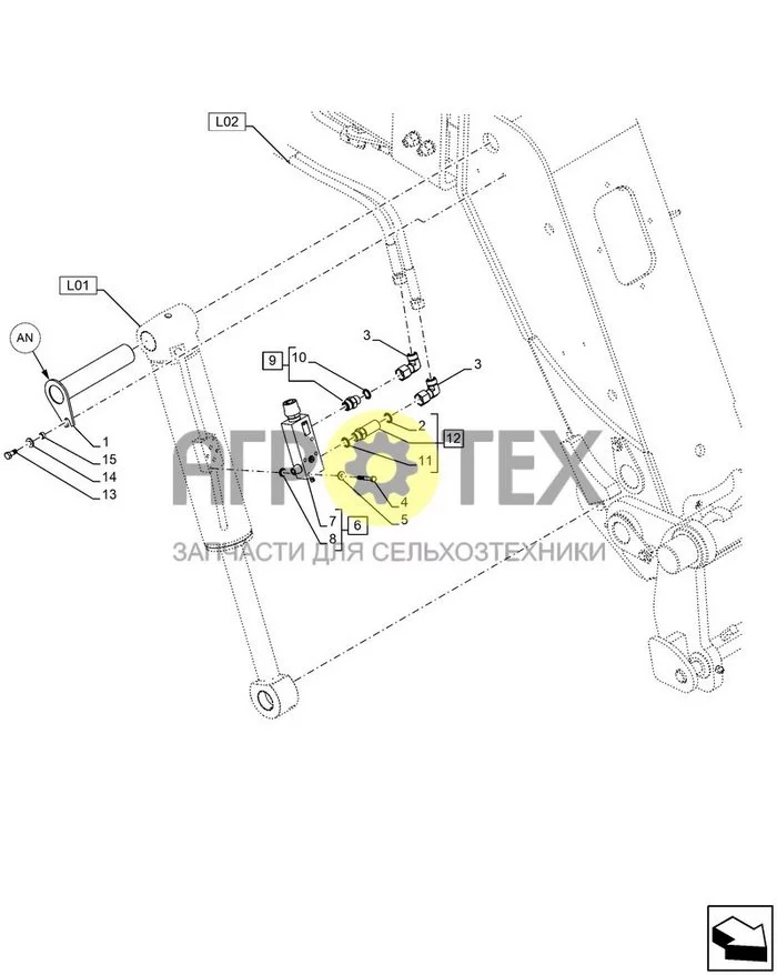 35.740.AN[020] - ЦИЛИНДР, Установка ; (Var) 749769061 ; (Tech Type) TELEHANDLER 133HP 40 KPH 6M, UPLIFT - STAGE V (№3 на схеме)