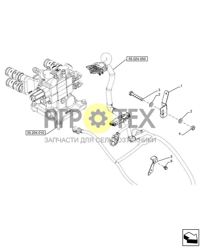 35.204.220 - VAR - 759022, 2 КЛАПАНА ДИСТАНЦИОННОГО УПРАВЛЕНИЯ, СУППОРТ ; (Var) 346796008, 346796009, 347119016, 347119017 ; (Tech Type) QUANTUM FARMALL 100CL L/CAB (№2 на схеме)