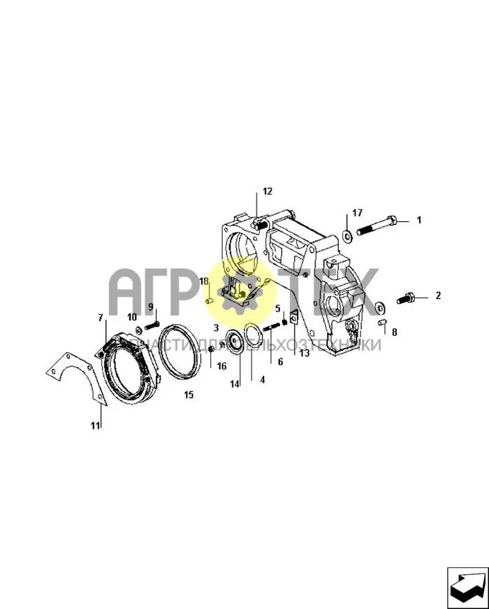 10.103.AK[01] - КОРПУС МАХОВИКА И СОПУТСТВУЮЩИЕ ДЕТАЛИ, 55-75 Л.С. (№10 на схеме)