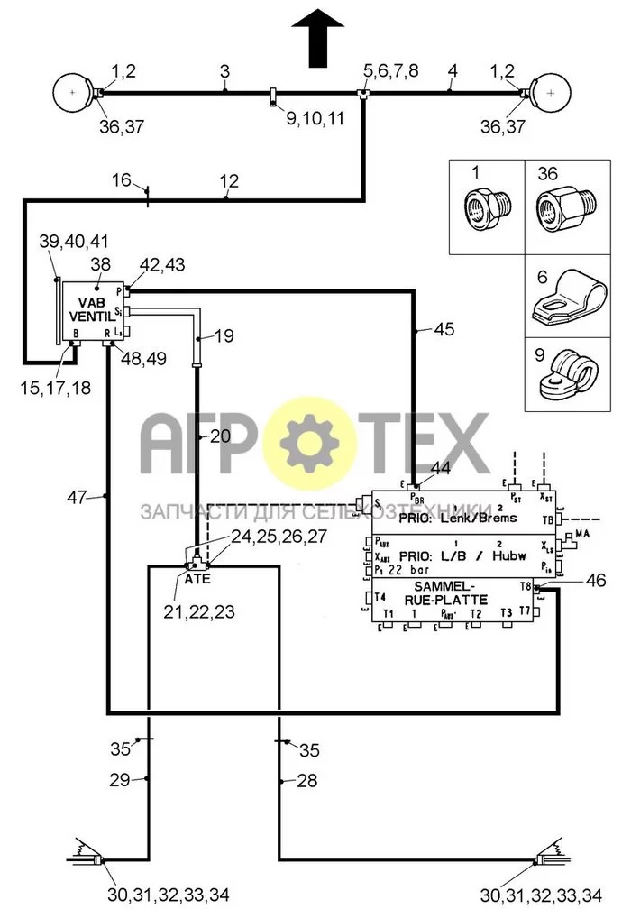 07-14[01] - BRAKES-PIPING FOR SPRING-ACTIONED FRONT AXLE 'E' (20.29) (№27 на схеме)