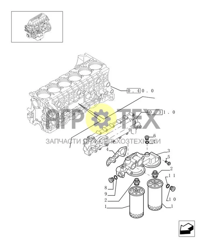 0.30.2[01] - МАСЛЯНЫЙ ФИЛЬТР ДВИГАТЕЛЯ (504091888 - 504069738) (№6 на схеме)