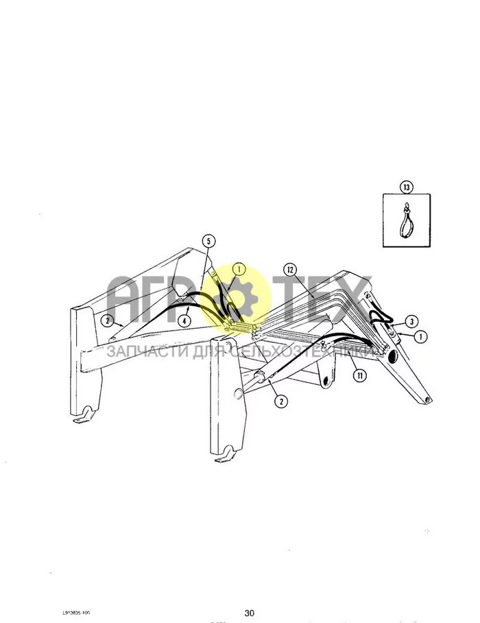 30 - ГИДРАВЛИКА КОВША И СТРЕЛЫ ПОГРУЗЧИКА L108 (№13 на схеме)