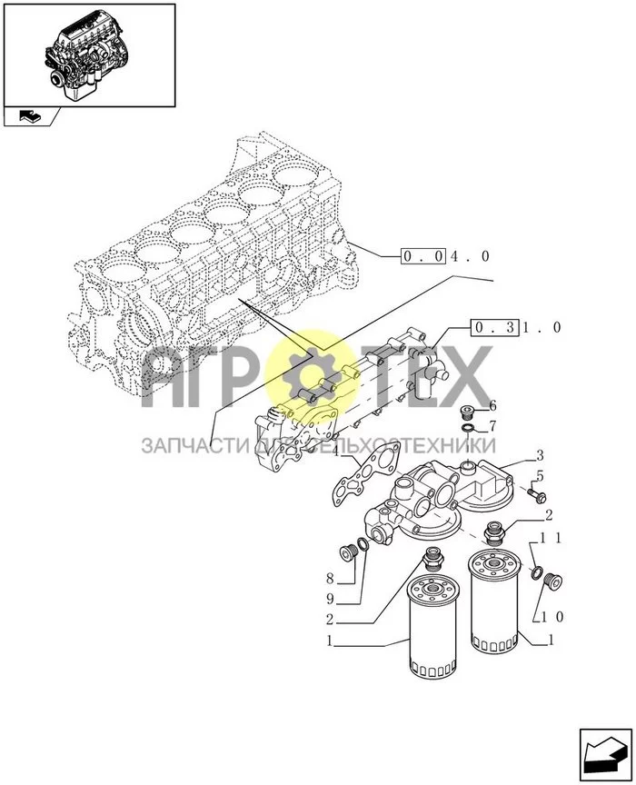 0.30.2 - МАСЛЯНЫЙ ФИЛЬТР ДВИГАТЕЛЯ (504091888 - 504069738) (№6 на схеме)