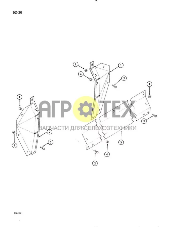 9D-26 - ОТРАЖАТЕЛЬ ТОРЦА ПИТАТЕЛЯ, КОМБАЙНЫ 1420, 1440, 1460 И 1480 (№3 на схеме)