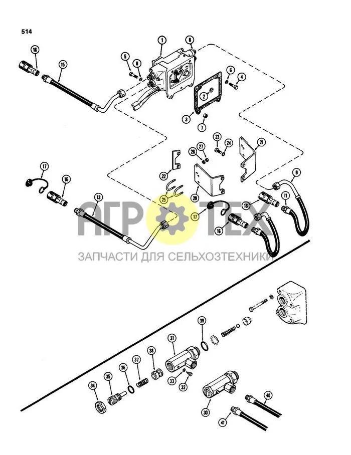 514 - BREAK-AWAY COUPLINGS AND LINES, PRESSURE COUPLINGS, FOR A45419 , A45294, A44745, A44192  VALVES (№27 на схеме)