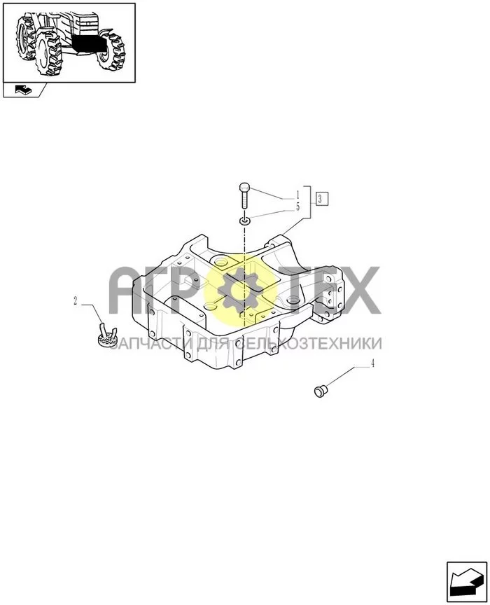 1.21.1/03 - ОПОРА ПЕРЕДНЕЙ ОСИ 2WD (АРТИКУЛ 330581-330582) (№5 на схеме)