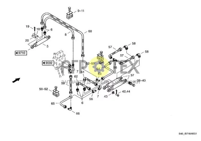 9718 - ВЫТАЛКИВАТЕЛЬ ТЮКОВ - ГИДРАВЛИКА (№40 на схеме)