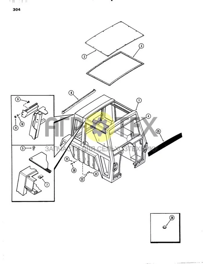 304 - CAB, UPPER SHEET METAL, HINSON (№11 на схеме)