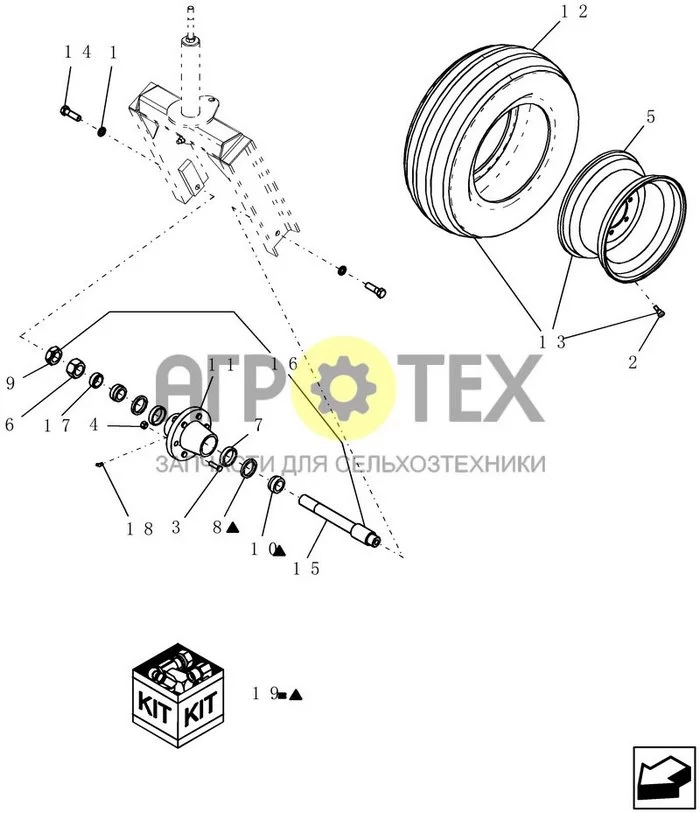 44.100.02 - CASTER HUB AND SPINDLE ASSEMBLY (№14 на схеме)