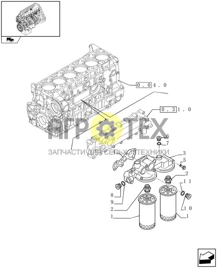0.30.2 - МАСЛЯНЫЙ ФИЛЬТР ДВИГАТЕЛЯ (504091888 - 504069738) (№6 на схеме)