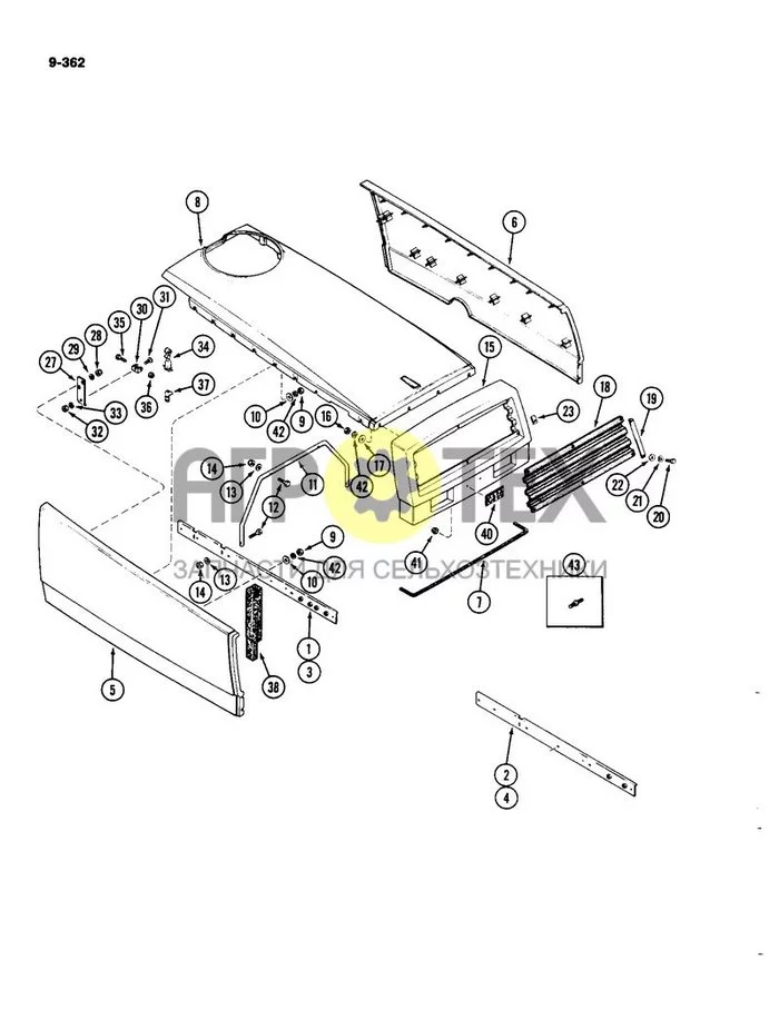 9-362 - КАПОТ И ВЕРХНЯЯ РЕШЕТКА РАДИАТОРА (№9 на схеме)