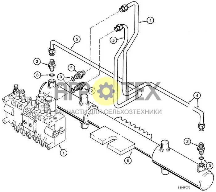 08-22 - ГИДРАВЛИЧЕСКАЯ СИСТЕМА - ПОВОРОТНЫЙ ЦИЛИНДР ЭКСКАВАТОРА (СЕВЕРНАЯ АМЕРИКА) (№3 на схеме)