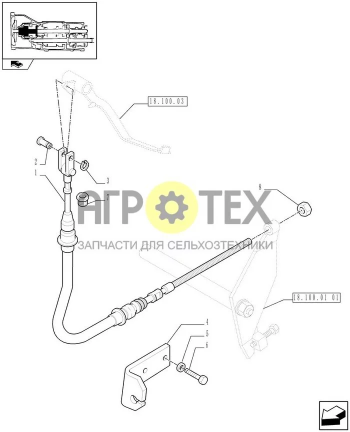 18.100.01[02] - ОРГАНЫ УПРАВЛЕНИЯ СЦЕПЛЕНИЕМ, ГИБКОЕ УПРАВЛЕНИЕ (№6 на схеме)