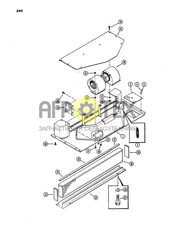 244 - CAB, PLENUM, WITHOUT HEATER OR AIR CONDITIONER, HINSON (№13 на схеме)