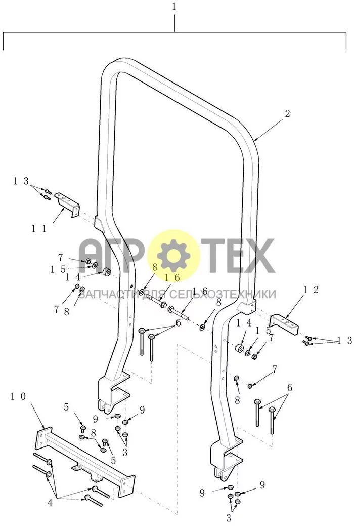 14C01 - RIGID ROLL BAR & RELATED PARTS (№8 на схеме)