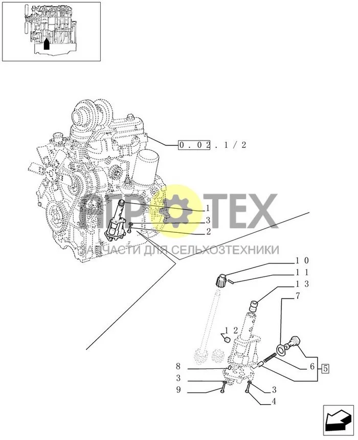 0.30.0/02 - МАСЛЯНЫЙ НАСОС - ДВИГАТЕЛЬ УРОВНЯ 2 (№2 на схеме)