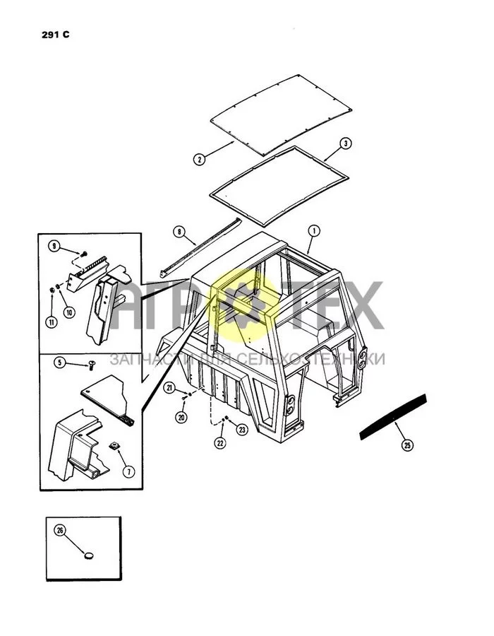 291C - CAB, UPPER SHEET METAL, HINSON (№11 на схеме)