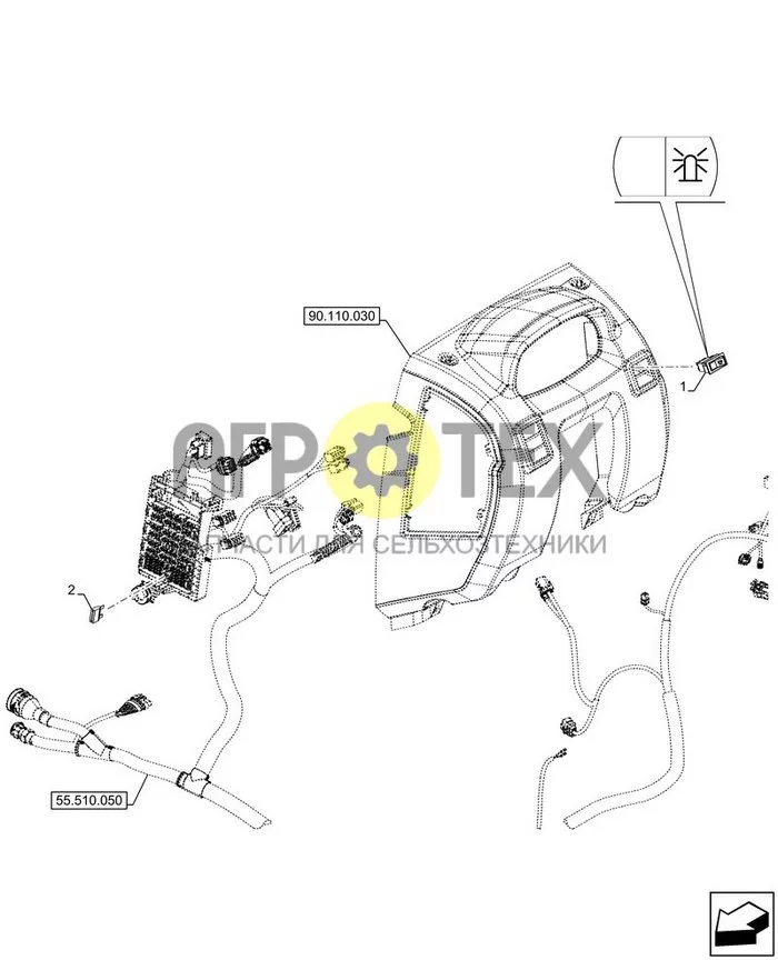 55.405.030 - VAR - 743584 - ВЫКЛЮЧАТЕЛЬ, ПРОБЛЕСКОВЫЙ ОГОНЬ, БЕЗ КАБИНЫ (№2 на схеме)