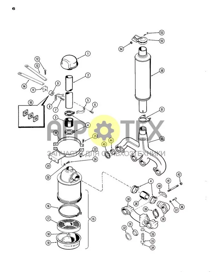 06 - AIR CLEANER / INTAKE & EXHAUST MANIFOLD / MUFFLER (OPTIONAL), DIESEL ENGINE (№34 на схеме)