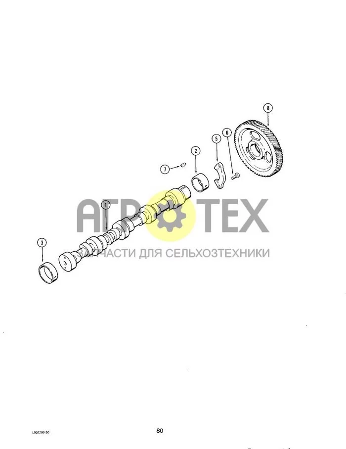 080 - РАСПРЕДЕЛИТЕЛЬНЫЙ ВАЛ ДВИГАТЕЛЕЙ 4-390 И 4T-390 (№3 на схеме)