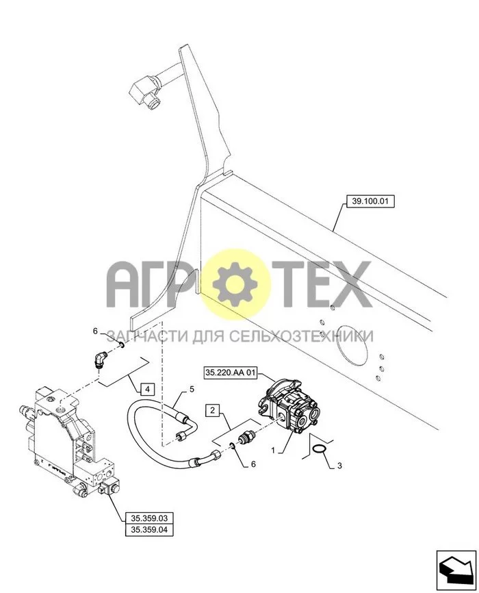35.220.AA[01] - ВСПОМОГАТЕЛЬНЫЙ ГИДРАВЛИЧЕСКИЙ, СТАНДАРТНЫЙ, ШЕСТЕРЕННЫЙ НАСОС (SR220,SR250,SV250,SV300,TR320,TV380) (№6 на схеме)