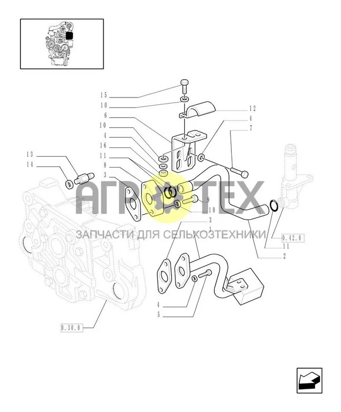 0.30.5 - ТРУБОПРОВОД ПОДАЧИ МОТОРНОГО МАСЛА (№15 на схеме)