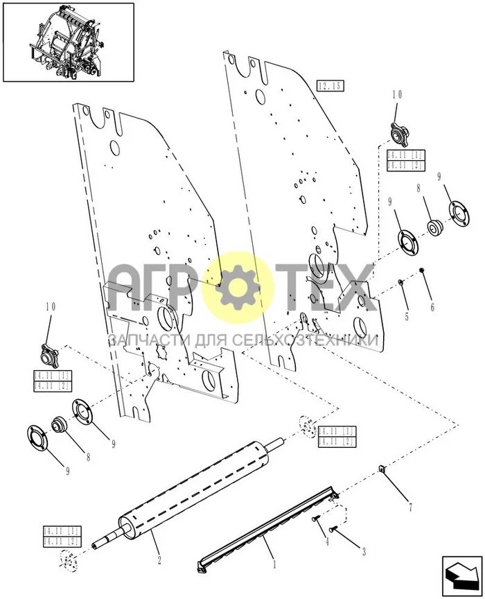 14.16 - STARTER ROLL & RAKE, STUFFER FEEDER (№5 на схеме)