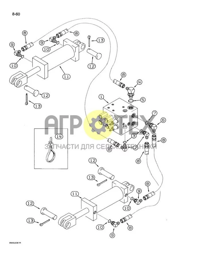 8-060 - ГИДРАВЛИЧЕСКАЯ СИСТЕМА ВСПОМОГАТЕЛЬНОГО КОЛЕСА, 8 РЯДОВ В ШИРИНУ И 12 РЯДОВ В ШИРИНУ, ВЕРТИКАЛЬНОЕ СКЛАДЫВАНИЕ (№7 на схеме)