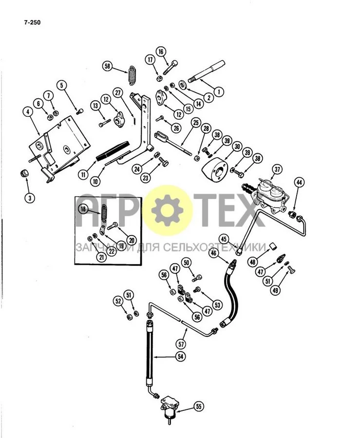 7-250 - ПЕДАЛЬ ТОРМОЗА И ЦИЛИНДР (№52 на схеме)