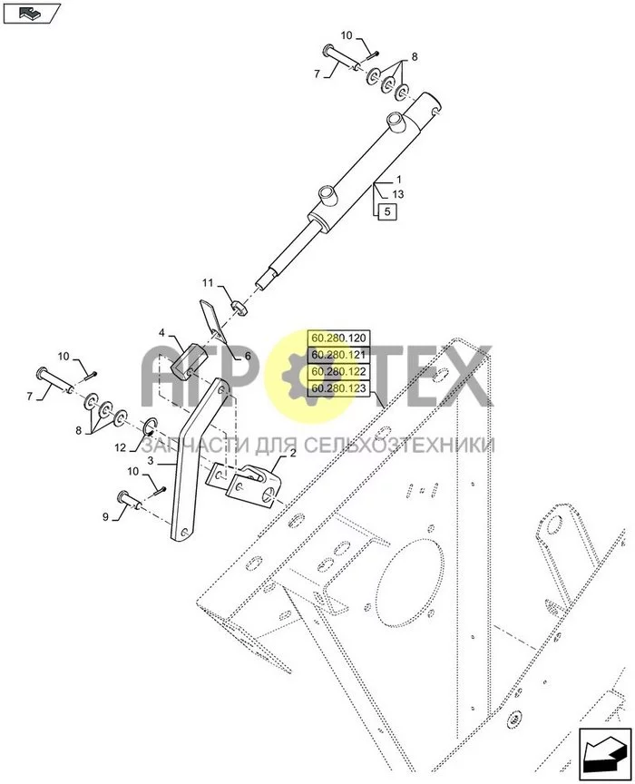 35.565.020 - KNIFE DRAWER, HYDRAULICS ; (Var) 422998002, 422998003, 722463032 ; (Tech Type) LB324PC (№12 на схеме)