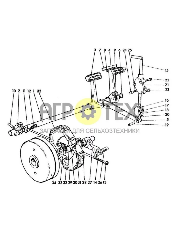 082 - НОЖНЫЕ И РУЧНЫЕ ТОРМОЗА СЕЛЬСКОХОЗЯЙСТВЕННЫХ ТРАКТОРОВ (№0 на схеме)