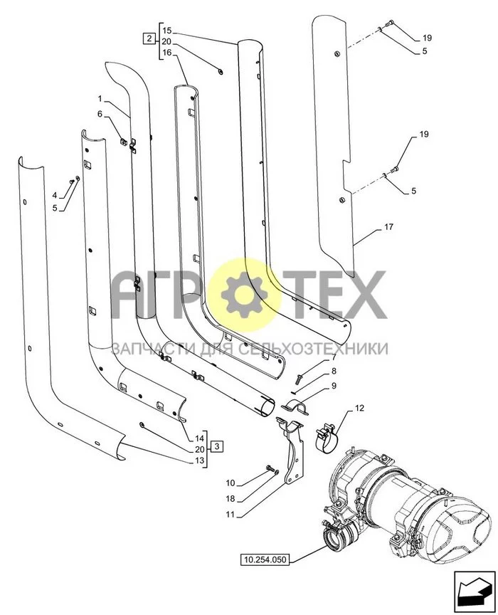 10.254.010 - ВЫПУСКНАЯ ТРУБА, ВЕРТИКАЛЬН., КАБИНА (№18 на схеме)
