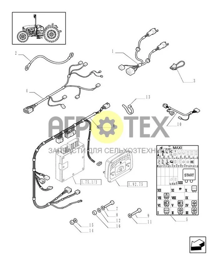 1.92.75/05 - (ВАРИАНТЫ 139-281) NA - 8X8 (30 КМ/ч) С ВЫКЛЮЧАТЕЛЕМ. С МАСЛЯНЫМ РАДИАТОРОМ - ЭЛЕКТРИЧЕСКИМИ КАБЕЛЯМИ (№11 на схеме)