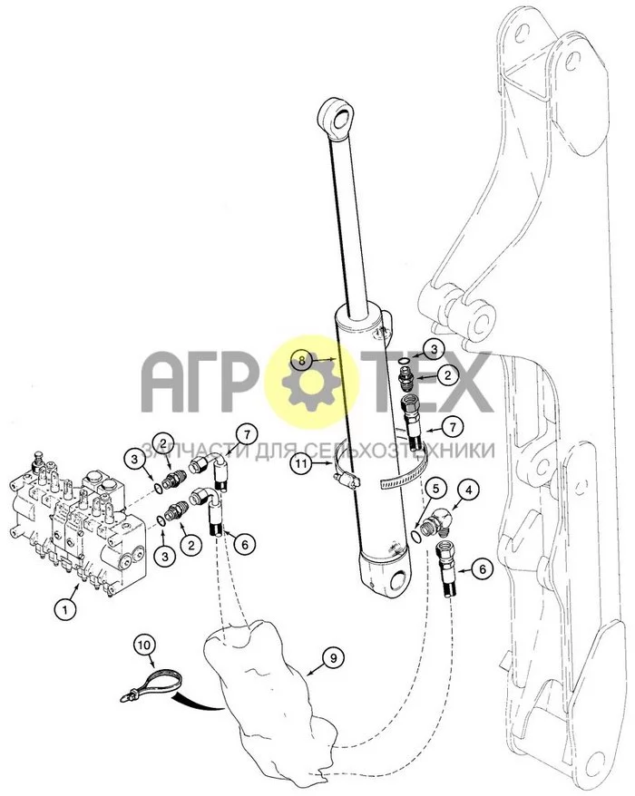 08-46 - ГИДРАВЛИЧЕСКАЯ СИСТЕМА - ЦИЛИНДР ПОГРУЗЧИКА ЭКСКАВАТОРА (СЕВЕРНАЯ АМЕРИКА) (№3 на схеме)