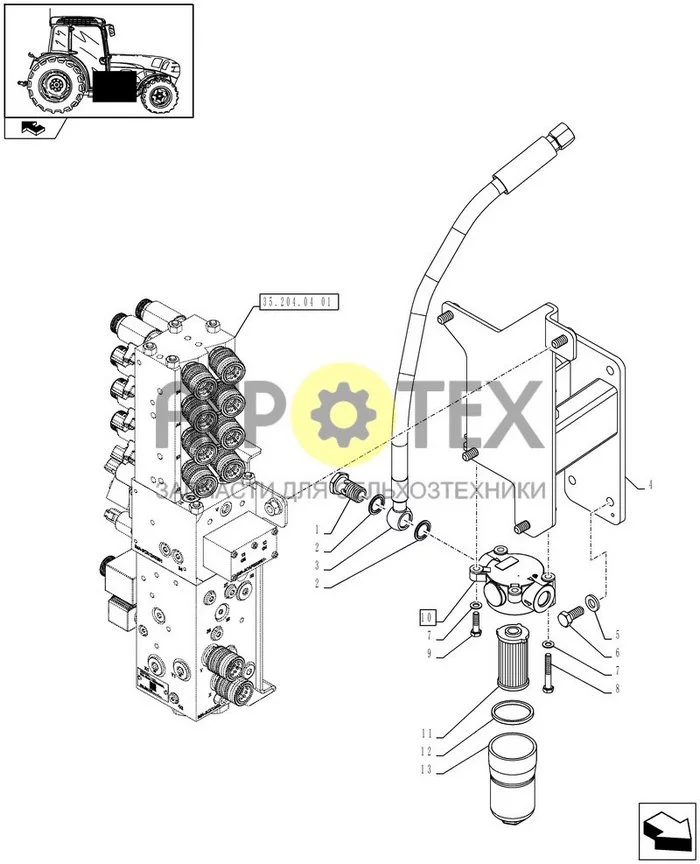 35.204.0501 - ЭЛЕКТРОННЫЕ КЛАПАНЫ СРЕДНЕГО МОНТАЖА - ФИЛЬТР (№7 на схеме)