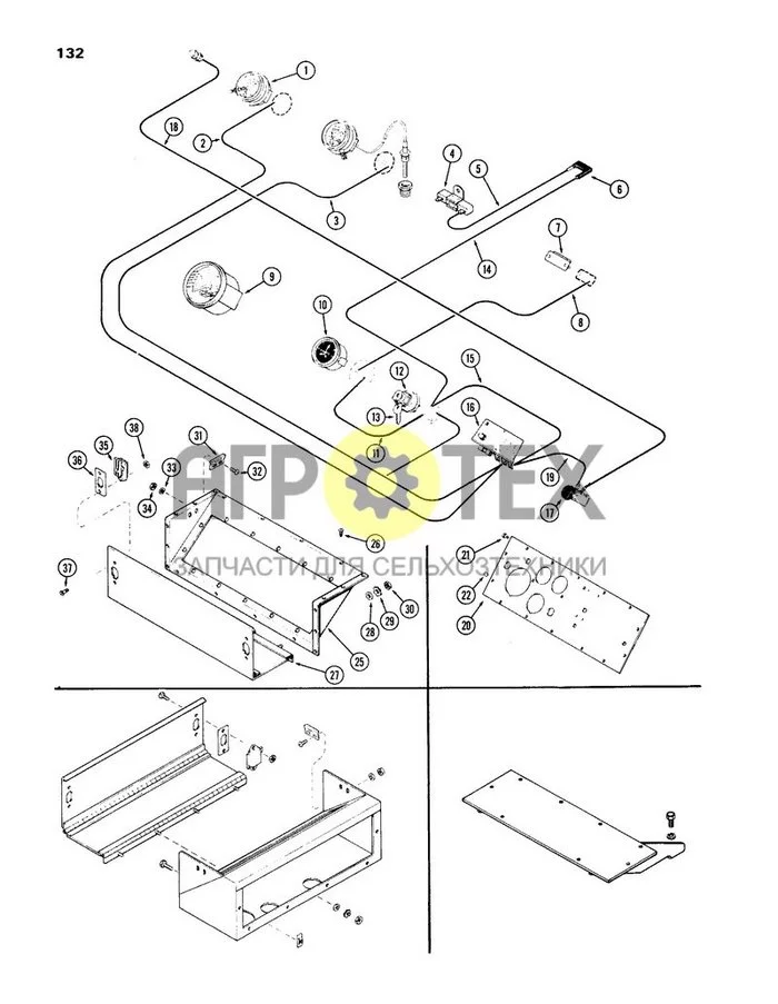 132 - INSTRUMENTS, COMPARTMENT AND PANEL, SAFETY GAUGES, G OR F, J OR K, L (№30 на схеме)