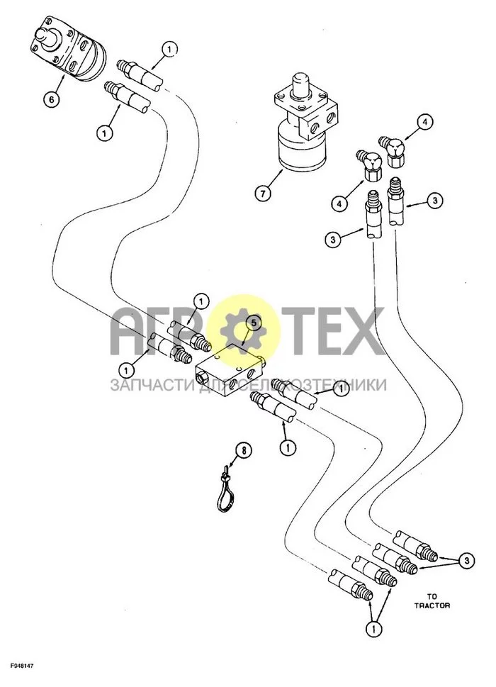 8-004 - ГИДРАВЛИКА ПОДЪЕМА И ПОВОРОТА, ГИДРАВЛИКА ТРАКТОРА БЕЗ ПОДАЧИ ШНЕКА (№8 на схеме)