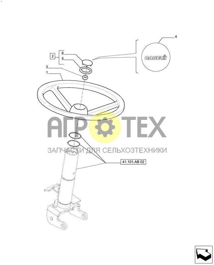 41.101.AJ - РУЛЕВОЕ КОЛЕСО, КАБИНА (№2 на схеме)