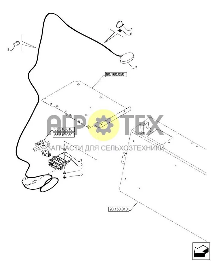 55.991.010 - VAR - 749789 - ТЕЛЕМАТИЧЕСКАЯ СИСТЕМА, АНТЕННА ; (технический тип) FARMLIFT 633 (№4 на схеме)