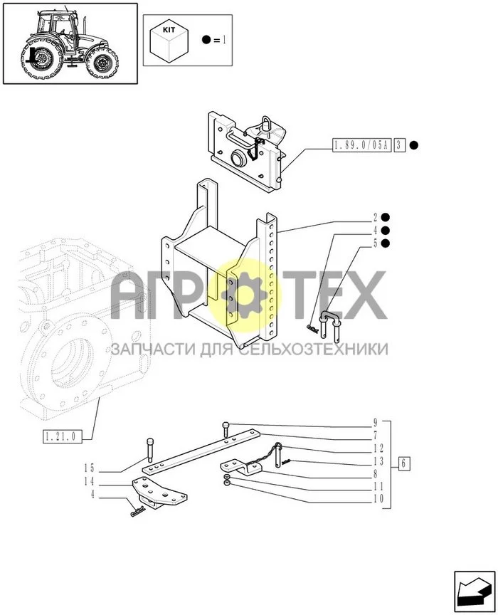 1.89.0/05 - (VAR.082) ТЯГОВОЕ УСТРОЙСТВО С БУКСИРНЫМ КРЮКОМ В КОМПЛЕКТЕ (№13 на схеме)