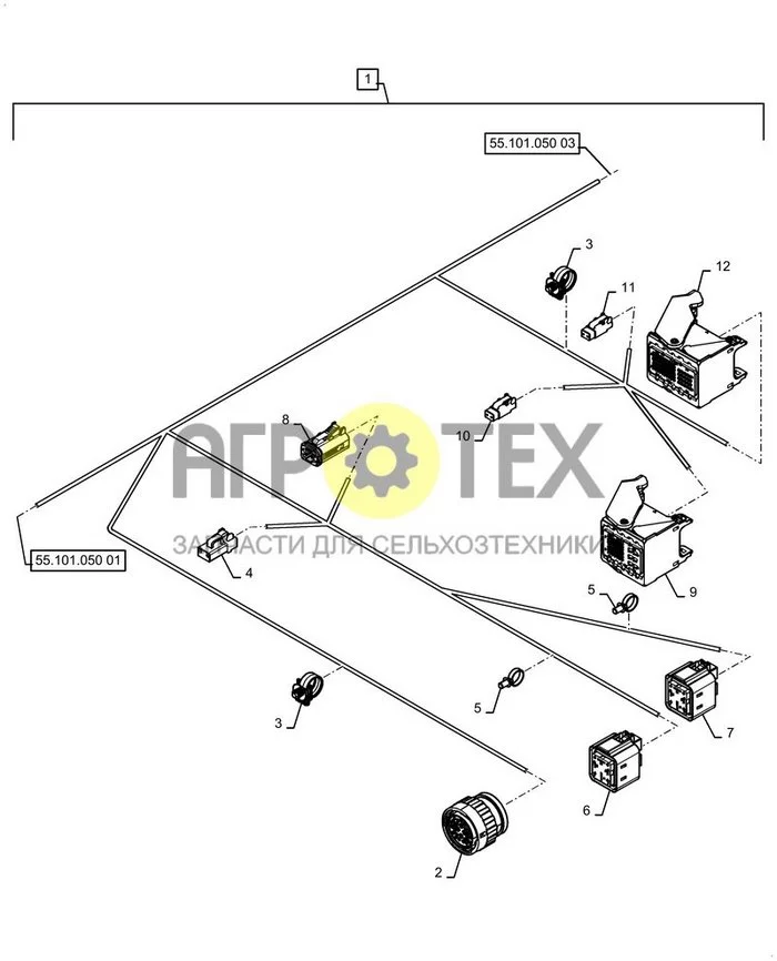 55.101.050[02] - ЭЛЕКТРИЧЕСКИЙ, ШАССИ, ЖГУТ ПРОВОДОВ, РАЗЪЕМ ; (Tech Type) SR175B SKID STEER LOADER - STAGE 5 EU (№4 на схеме)