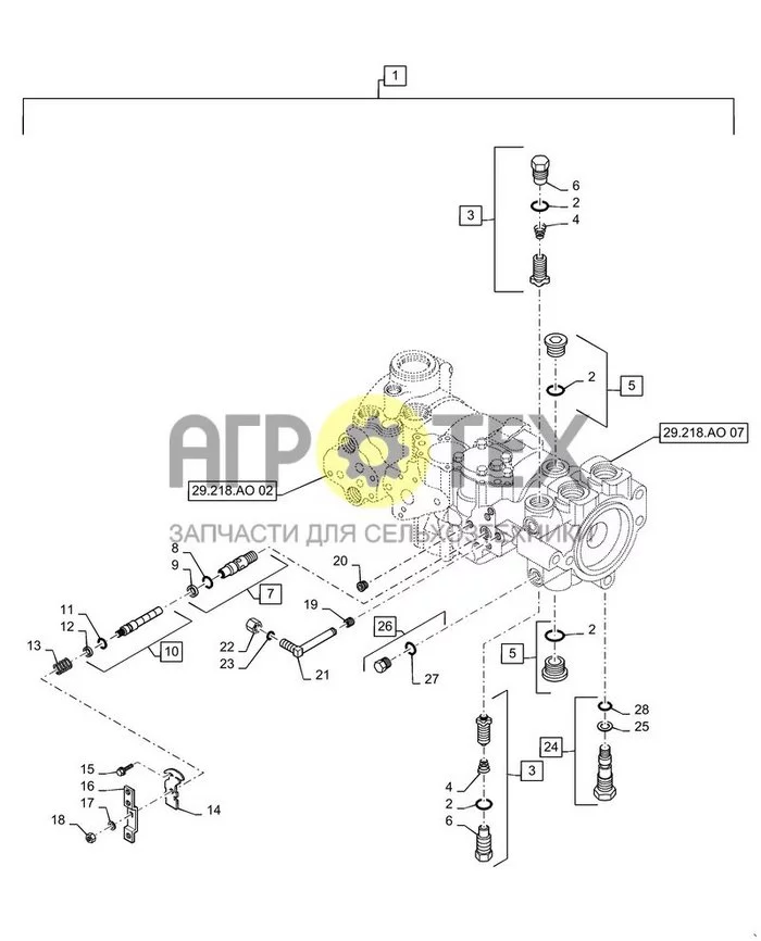 29.218.AO[06] - НАСОС ГИДРОСТАТИКИ, MECHANICAL CONTROL, 46CC, ЗАДН. (SR200, SR220, SV250, TR270) (№23 на схеме)