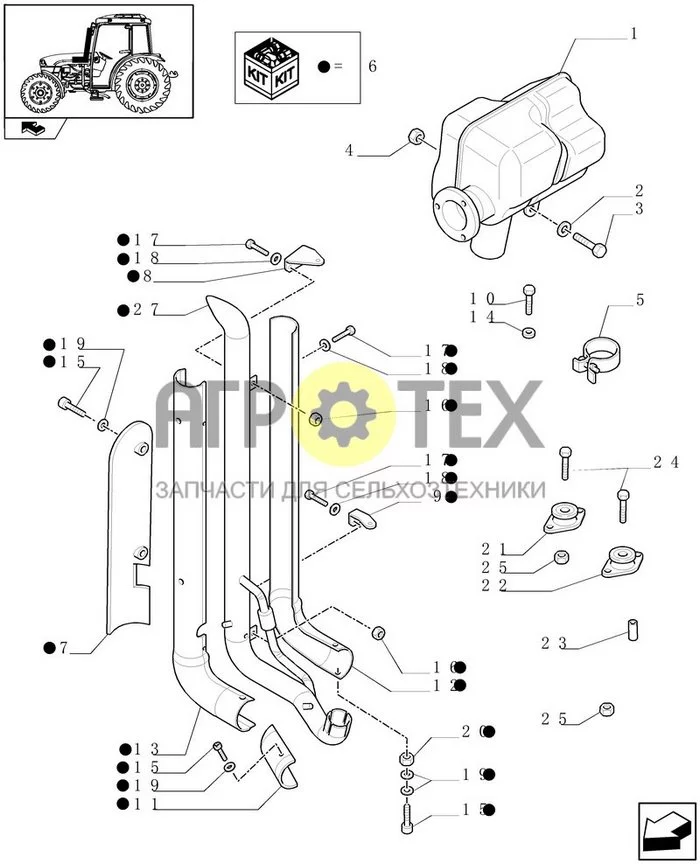 1.15.1/04 - 'A' PILLAR TYPE VERTICAL EXHAUST W/ GUARD SHIELD FOR CAB  (VAR.331466) (№2 на схеме)