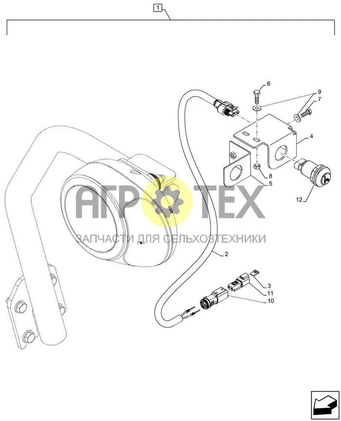 88.100.35[100] - DIA ДИЛЕРСКИЙ КОМПЛЕКТ, ПЕРЕДНИЙ ФОНАРЬ, ЖГУТ ПРОВОДОВ, ВЫКЛЮЧАТЕЛЬ ; (Tech Type) FARMLIFT 633 (№7 на схеме)