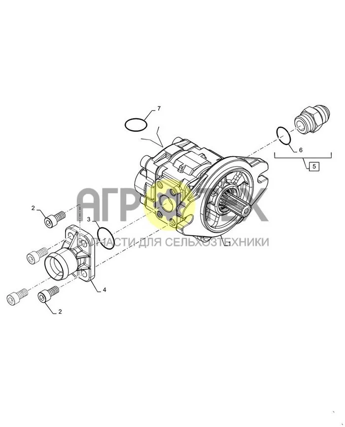 35.220.AA[01] - ГИДРАВЛИЧЕСКИЙ НАСОС, СТАНДАРТНЫЙ 36CC ; (Var) 105W240C02, 108W240C01, 113W240C02, 115W240C02, 120W240C01 (№6 на схеме)