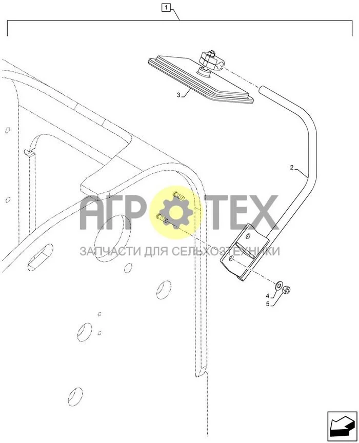 88.100.37[013] - DIA ДИЛЕРСКИЙ КОМПЛЕКТ, ЗЕРКАЛО, ЗАДН. ; (Tech Type) FARMLIFT 633 (№4 на схеме)