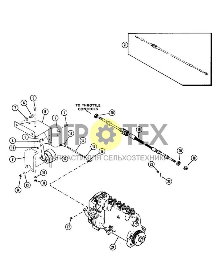 047A - FUEL INJECTION SYSTEM, 504BDT DIESEL ENGINE, FUEL INJECTION PUMP CONTROLS (№11 на схеме)