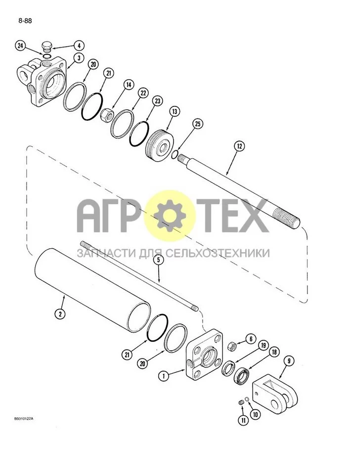 8-088 - ГИДРАВЛИЧЕСКИЙ ЦИЛИНДР, 1282329C91, ПРОДОЛЬНОЕ ТРАНСПОРТИРОВОЧНОЕ КОЛЕСО, 8-РЯДНОЕ УЗКОЕ, ЖЕСТКОЕ (№24 на схеме)