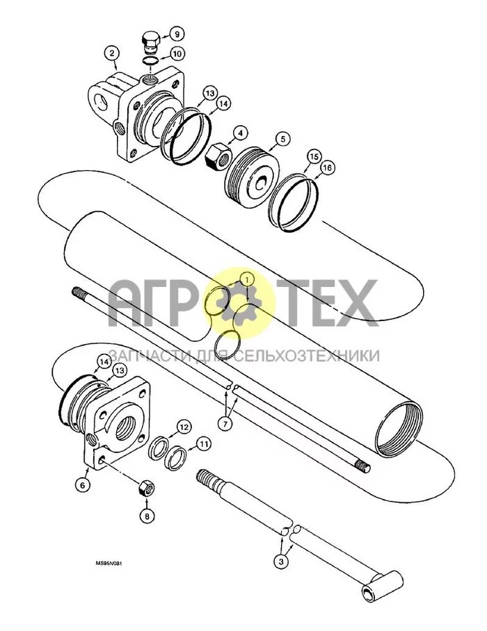 8-20 - PRIMARY WING LIFT CYLINDER - 1285753C94, 3-1/2' (89 MM) ID - IOWA INDUSTRIAL HYDRAULICS MANUFACTURED (№10 на схеме)